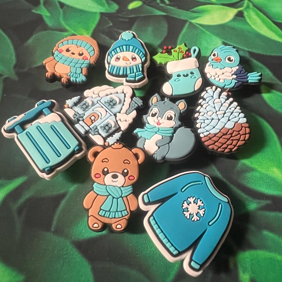 CROCS Accessories - 10 Blue Winter Croc Charms Jibbit Shoe Charms Disney Croc Charms